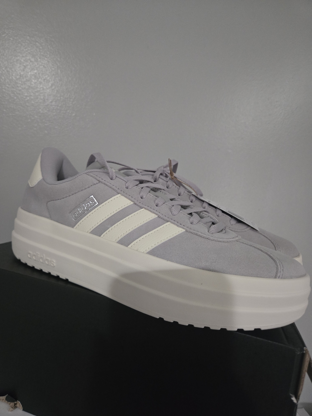 adidas Men’s Light Gray and White Platform Sneaker